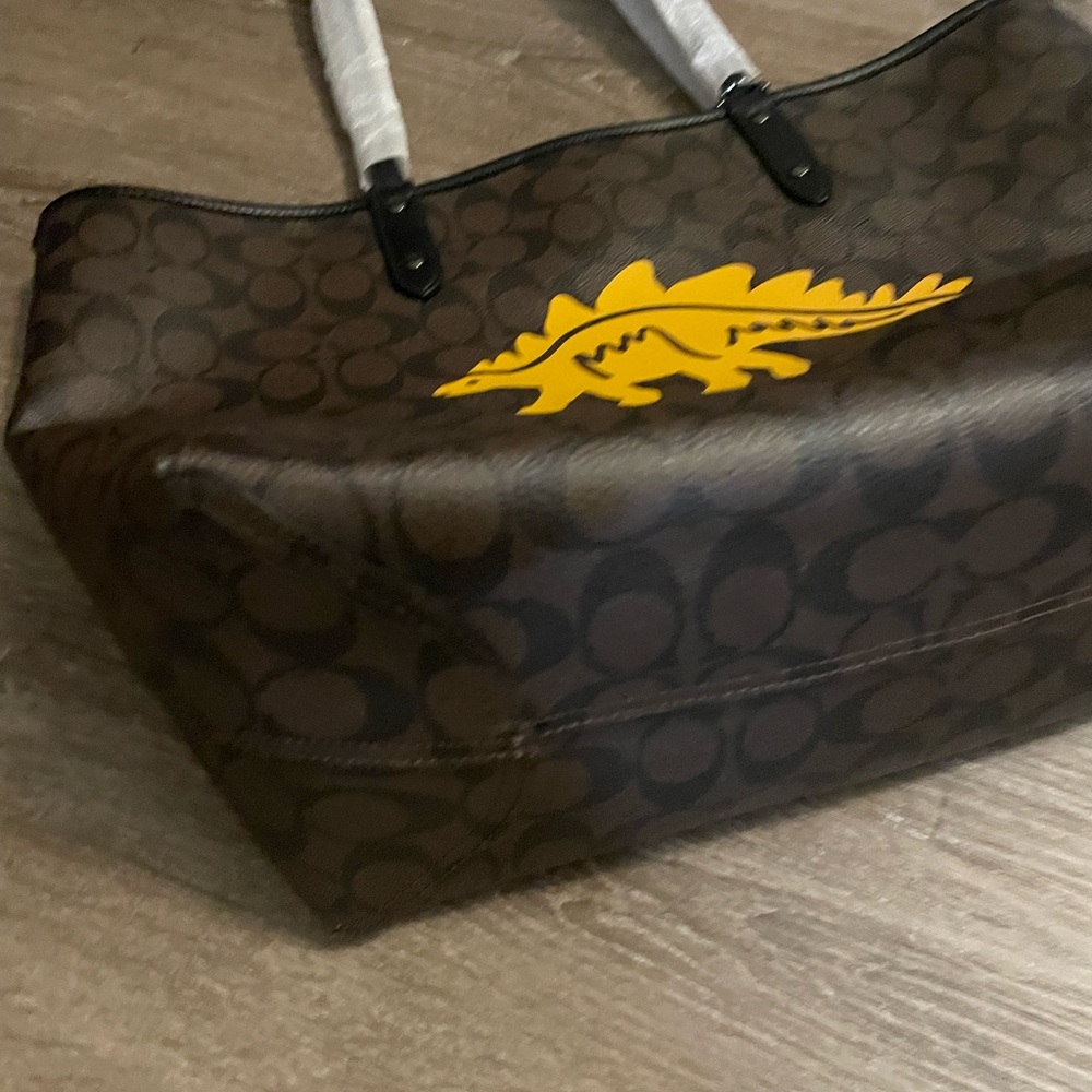 NWT Coach Signature Tote with Yellow Dinosaur Design Bag - Picture 7 of 9